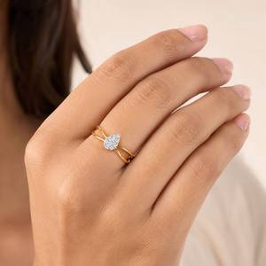 Women's Yellow Gold <b>Diamond</b> <b>Ring</b> Pear Cut Minimalist Engagement Jewelry D Color Lab Grown Stone - Product Image 3