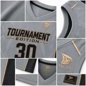 Camiseta de Baloncesto TALON Edición Torneo para Hombre, Cuello en V, Gris y Negro, Sublimada, Absorbe la Humedad, 100% Poliéster - Product Image 6