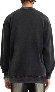 Nueva Llegada, Sudadera 100% Algodón, 400GSM, Peso Pesado, Negra, Lavada con Ácido, Estilo Vintage, Sudadera Lisa para Invierno - Product Image 6