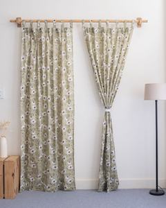 Cortinas de Algodón con Diseño Floral Estampado a Mano en India para Sala de Estar, Comedor, Dormitorio, Juego de Cortinas para Ventana - Product Image 1
