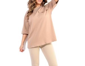 Ropa de mujer de alta calidad, venta al por mayor, Camisas de mujer, camisetas de manga corta a la moda con cuello redondo para mujer, estilo de bolsillo frontal - Product Image 1