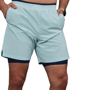 Pakistan Made Cheap Price Solid Casual <b>Mid</b> Waist Men Double <b>Layer</b> Shorts High Quality Comfortable - Product Image 1