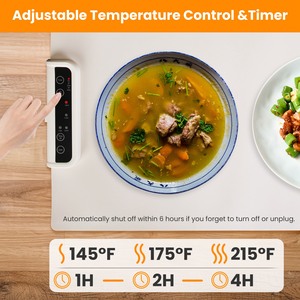 Smart Electric Warming <b>Tray</b> Adjustable Temperature Control Auto Timer <b>Food</b> <b>Warmer</b> Roll Heating Pad for Buffet Parties - Product Image 3