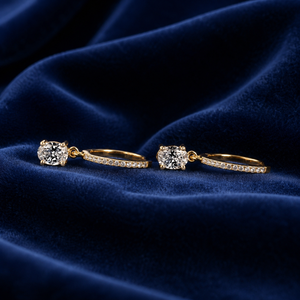 ต่างหูห่วงประดับเพชรเพาะเลี้ยงในห้องปฏิบัติการทอง 14K |   ต่างหูห่วงประดับเพชรทรงรีและทรงกลม |   เครื่องประดับงานแต่งงานสุดหรู |   ของขวัญสำหรับผู้หญิง - Product Image 2