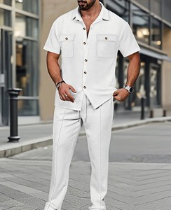 Ensemble d'été 2026 personnalisé pour homme : survêtement anti-statique en coton imprimé, t-shirt à manches courtes et short, prix de gros - Product Image 6