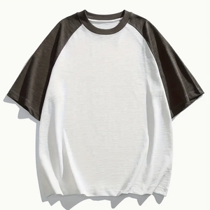 Camisetas de manga raglán de gran tamaño con diseño de béisbol deportivo de algodón informal para hombre con logotipo personalizado al por mayor, cuello redondo, logotipo personalizable sólido - Product Image 3