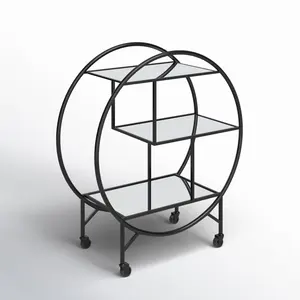 Chariot de bar roulant en métal fait main de qualité supérieure pour mobilier d'hôtel, chariot de rangement décoratif moderne en métal pour cuisine, plaqué et sécurisé - Product Image 5