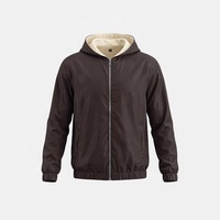 Blouson bomber zippé à capuche pour homme, en tissu enduit, couleur unie, réversible, vêtement d'extérieur d'hiver avec poches latérales