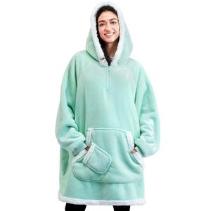 Custom Warm Cozy <b>Oversize</b> Plush Sherpa <b>Blanket</b> Big Hooded Sweatshirt Above Knee Women Christmas <b>Blankets</b> <b>Hoodie</b> - Product Image 1