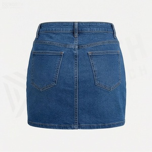Minifalda de Mezclilla de Cintura Alta para Mujer, Estilo Lápiz con Abertura Lateral, Color Sólido Informal para Usar en Todas las Estaciones - Product Image 2