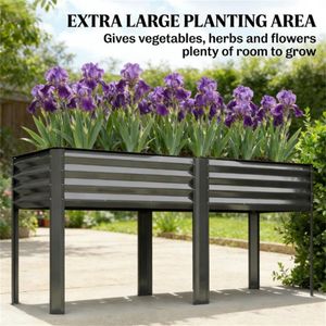 Fioriera e Vaso Rialzati Grigio Scuro per Giardino - Product Image 2