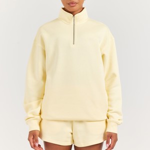Custom Wholesale High Quality Women Lightweight Loose Crew Neck Half Quarter Zip Sweatshirt <b>Workout</b> Sports Oversized <b>Hoodies</b> - Product Image 5