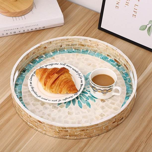 Nouveau design tendance, fabrication en gros, plateau de service en nacre, plateau MOP avec poignée pour le salon - Product Image 2