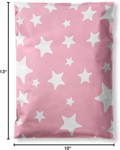 Bolsas de Plástico Decorativas con Estrellas Blancas y Rosa Claro Brillante, Sobres de Envío Impermeables - Product Image 2