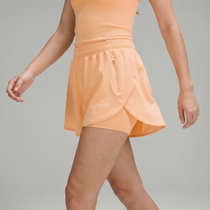 Shorts de sport respirants orange pour femmes, taille haute, coupe ample, pour la course, la gym, le fitness, le yoga et l'entraînement - Product Image 1