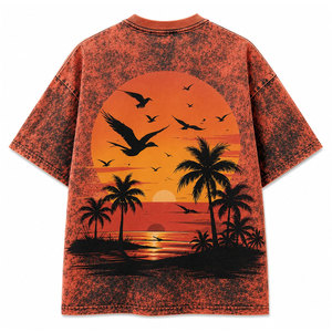 เสื้อยืดพิมพ์ลายวินเทจแบบกำหนดเอง ผ้าวาฟเฟิลเนื้อนุ่ม 100% คอตตอน ล้างสีแบบแอซิดวอช ทรงโอเวอร์ไซส์ สตรีทแวร์ เนื้อผ้าหนา ทรงบ็อกซี่ ดีไซน์ทำสีซีด - Product Image 3