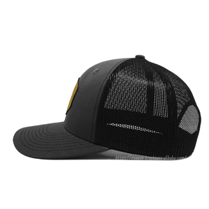 Wholesale Classic Leather Patch Mesh Trucker <b>Hat</b> 6 Panel Dad <b>Hat</b> with Patch Embroidery Logo Cotton Twill Outdoor Fishing Cap OEM - Product Image 3