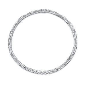 Collar tipo gargantilla con cremallera de oro de 10K y diamantes baguette cultivados en laboratorio, ideal para novias. Fabricante de joyería OEM al por mayor y al por menor. - Product Image 1