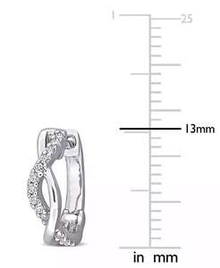 Pendientes de aro pequeños cruzados Moissanite (1/8 CT. T. W.) en plata esterlina, 0,5 "| Macy's - Product Image 3