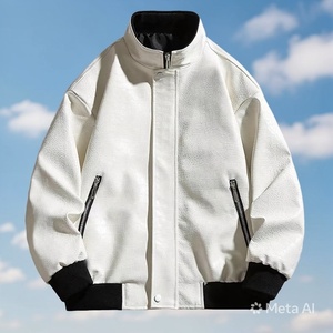 OEM Service Customized Logo <b>Men</b> Winter High Street Bomber <b>Jacket</b> Casual Windbreaker Fashionable Genuine <b>Leather</b> Stand Collar Bir - Product Image 2