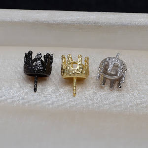 Pendentif couronne stéréoscopique baroque en argent S925, ensemble de crochets d'oreille, accessoires de bricolage, plateau vide en forme de perle 9-14, apprêts de bijoux - Product Image 2