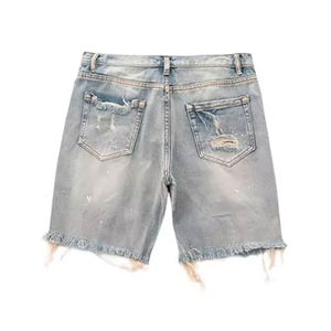<b>High</b> Quality Custom <b>jean</b> jorts Distressed designer Washed cotton shorts Vintage baggy rhinestone double <b>waist</b> denim jort for <b>men</b> - Product Image 5