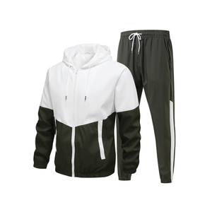 Men's Navy Blue & Neon <b>Green</b> Tracksuit Full Zip Sporty Design Quick Dry Regular Fit Autumn Wear with Side Pockets - Product Image 2