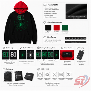 Sweat à capuche personnalisé Spider, coupe oversize, épais, streetwear, imprimé graphique, logo personnalisé, vente en gros OEM, pour homme - Product Image 4