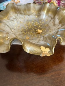 Butterfly inspired handmade bowl, resin bowl, decorative butterfly bowl, gold butterfly - Product Image 4