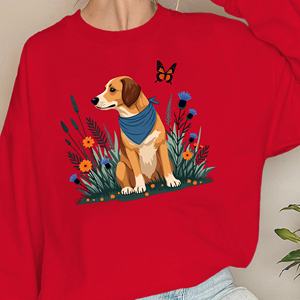 Perro con plantas y flores sudaderas de mujer - Product Image 3