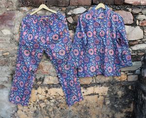 Anokhi 100% pur coton main bloc imprimé pyjama ensemble pour femmes Style indien été vêtements de nuit demoiselle d'honneur mariée fête printemps - Product Image 1