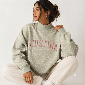 Women's Oversized Mockneck <b>Sweatshirt</b> <b>Embroidery</b> Ready Heavy Cotton Fleece Blank Fashion Apparel - Product Image 1