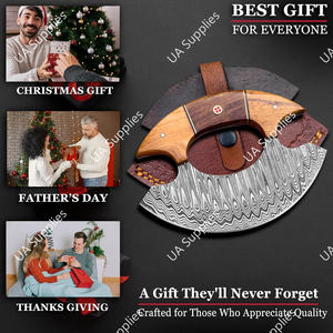 Ensemble de couteaux Ulu en acier Damas, gravure personnalisée, coupe-pizza, qualité industrielle supérieure, cuisine personnalisée - Product Image 5