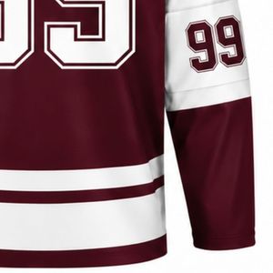 Maillot de hockey sur glace bordeaux pour hommes, manches longues, en polyester, pour sports d'équipe, entraînement et performance - Product Image 5
