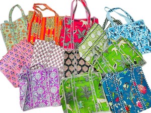 Lot en gros de sacs fourre-tout matelassés en coton style bohème, motif floral brodé, à ouverture simple, pour le shopping et les expositions - Product Image 4