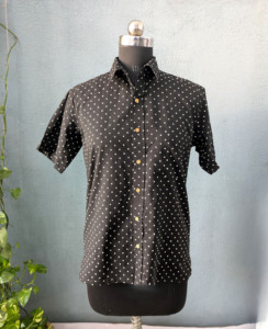 Chemise décontractée à manches courtes pour homme, à pois, col rabattu, 100% coton, anti-rides, pour l'été - Product Image 3