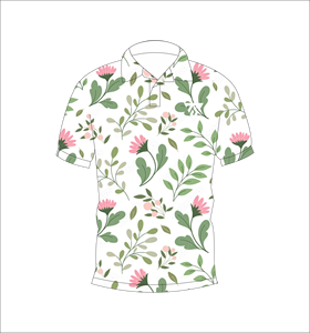 เสื้อโปโลผู้ชายสีขาวพิมพ์ลายดอกไม้พฤกษศาสตร์ลำลองฤดูร้อนแขนสั้นแฟชั่นเสื้อยืด - Product Image 1