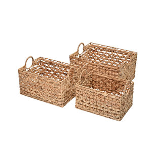 Panier de rangement en jacinthe d'eau tressé à la main avec poignées, organisateur de maison, panier à linge naturel pour enfants, écologique, vente en gros B2B - Product Image 1
