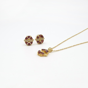 Luminous <b>Garnet</b> Red Gemstone Pendant and <b>Earrings</b> Set Stylish Trendy Women’s Fashion Jewelry Collection - Product Image 5