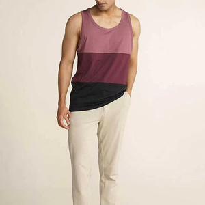 <b>Men's</b> Training Gym Vest Top 100% Cotton Comfortable Sleeveless Tee with Maroon and <b>Black</b> Design <b>Men's</b> T-Shirts tank Top <b>Men</b> - Product Image 2