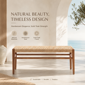 Hospitality Teak Rope <b>Bench</b> Commercial Seating for Hotel Resort Villa Restaurant Projects Natural Teak Wood Contract Furniture - Product Image 1