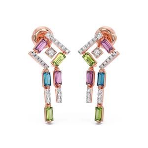 RIZTA JEWELS Boucles d'oreilles en Or 14K, très tendance, vente en gros, serties de pierres naturelles couleur diamant, taille émeraude, couleur DEF - Product Image 3