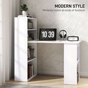 "6-Tier Industrial Wood PC <b>Desk</b> with 6-Tier Storage Shelves for Home Office" - Product Image 4