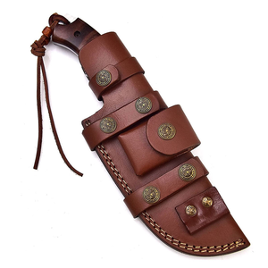 Cuchillo de Hoja Fija de Acero de Damasco con Mango de Madera, Cuchillo Táctico para Supervivencia, Caza, Camping y Actividades al Aire Libre - Product Image 4