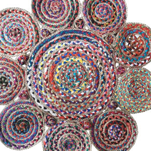 Design rond décoratif Jute tressé tapis fait main Farmhouse Jute tapis tapis salon tapis brodés d'Inde - Product Image 5