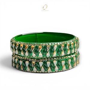Nouvelle Collection – Bracelets en Verre Vert Foncé Tendance Style Cachemire pour Mariage – Vente Chaude – Fabricant Indien de Bijoux – Vente en Gros - Product Image 1