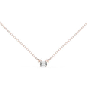 Pendentif en or jaune 14 carats avec émeraude et diamant rond cultivé en laboratoire pour femmes |   Vêtements de tous les jours |   Nouveau diamant cultivé - Product Image 2