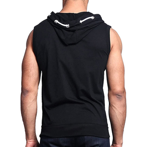 Sweat-shirt à capuche sans manches pour homme, couleur unie, coupe classique, décontracté, en molleton de coton respirant, avec poche, pour l'automne - Product Image 2