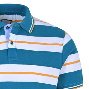 Polo à manches courtes rayé pour homme, coupe classique, style décontracté, tissu tricoté, bleu, blanc, orange, nouvelle conception pour homme - Product Image 4