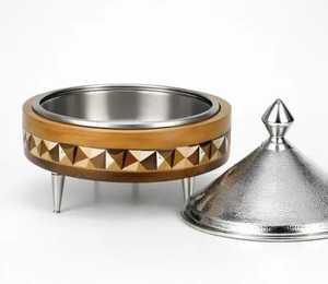 Handcrafted Hammered Stainless Steel Hot Pot Insulated Casserole Food Warmer Serving Dish With <b>Decorative</b> <b>Lid</b> For Home Hotel - Product Image 3
